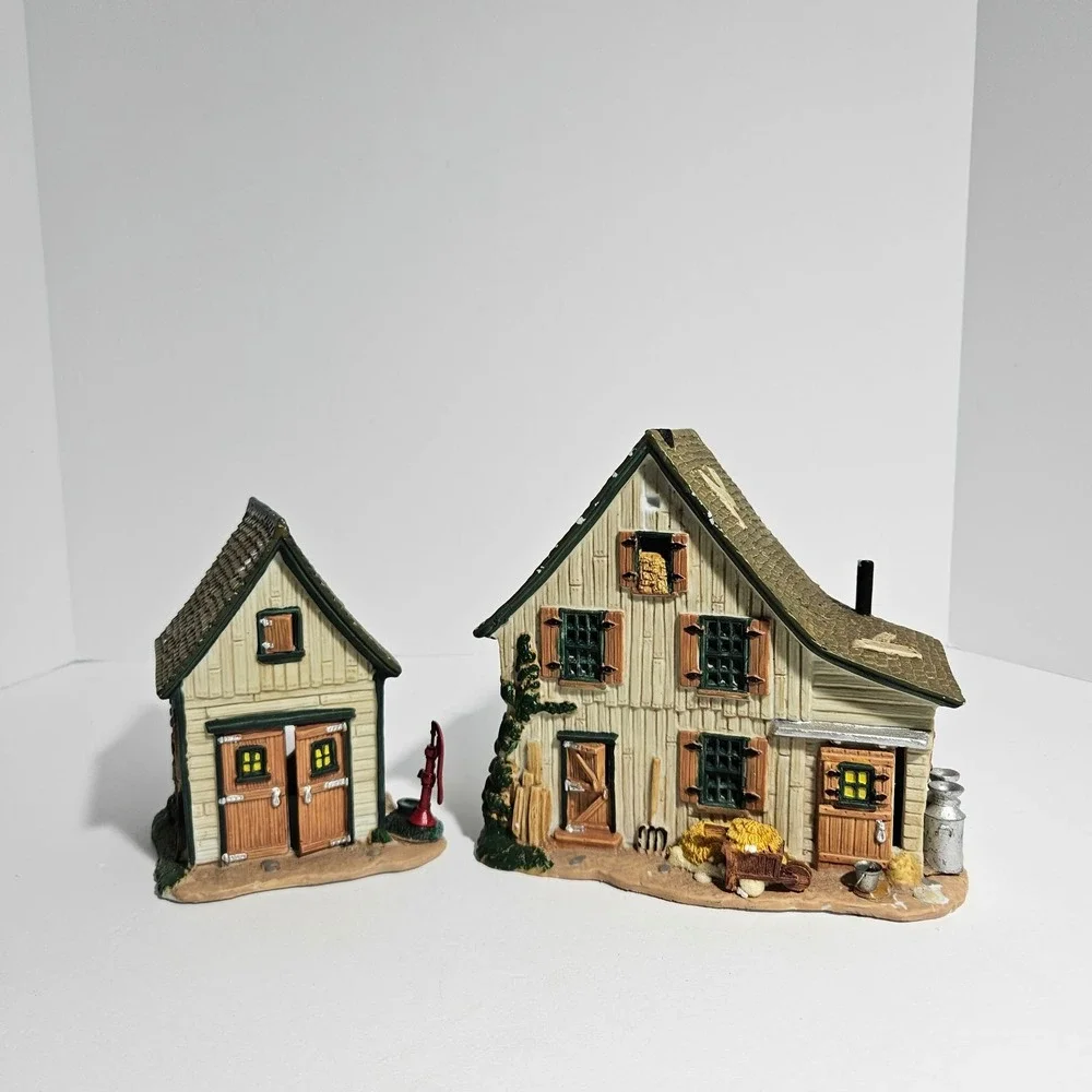 Lemax Harvest Crossing Bluebird Acres Lighted Buildings Set of 2 Farmhouse 75569